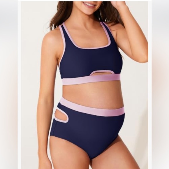 Summer Mae Maternity Bikini Two-Piece High Waist Swimsuit Cutout new 🆕 - Picture 4 of 7